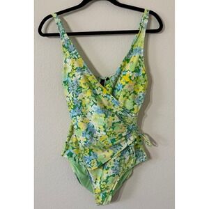 Women's Nip Tuck One Piece Amanda Green Floral Swimsuit Size 10 Resortwear